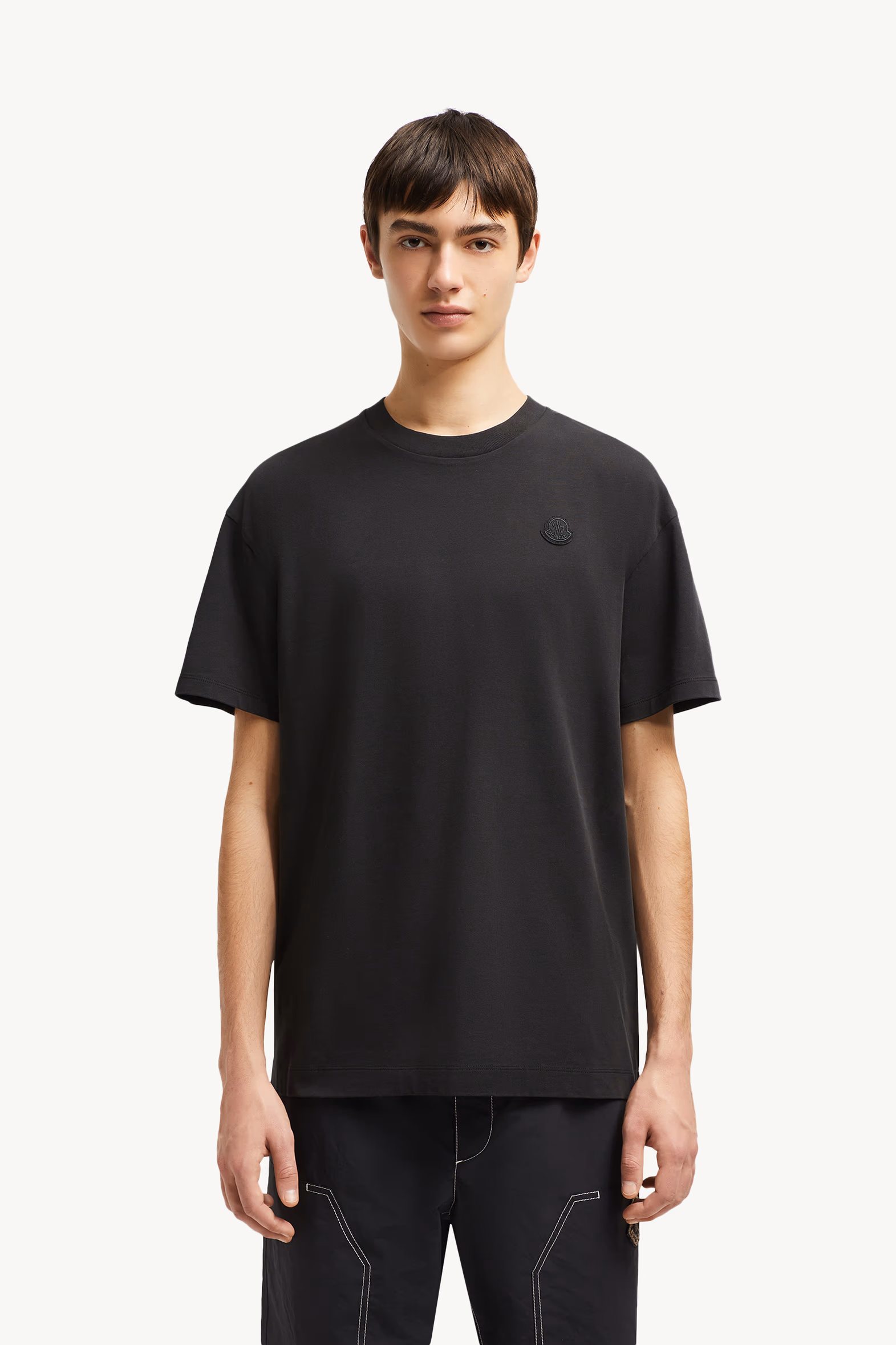 Camiseta de algodón con logotipo en grafiti Hombre Negro Moncler 3